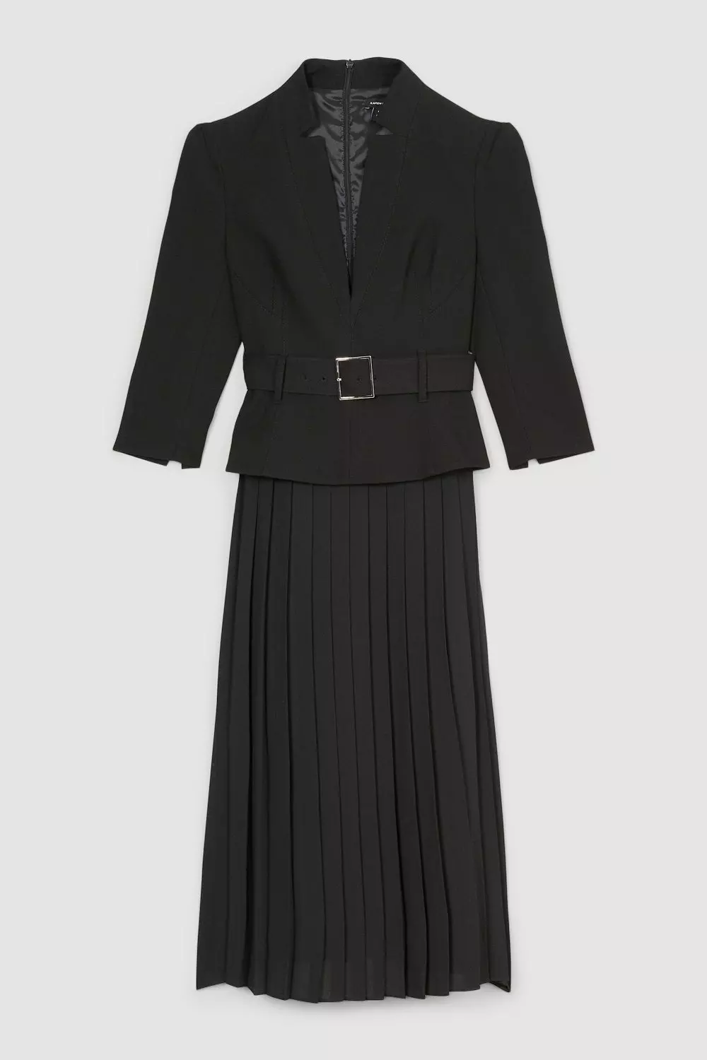 Structured Crepe Forever Soft Pleated Midi Dress Karen Millen