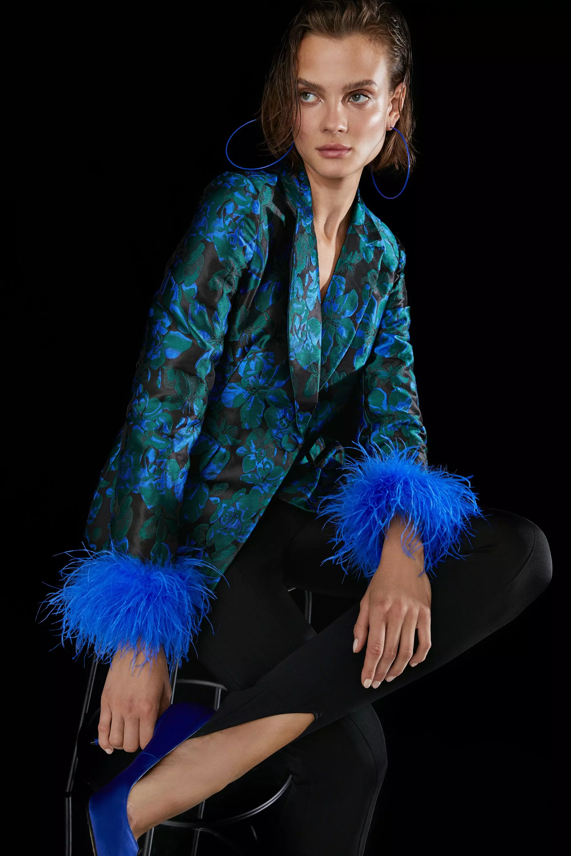 Feather sleeve jacket on sale