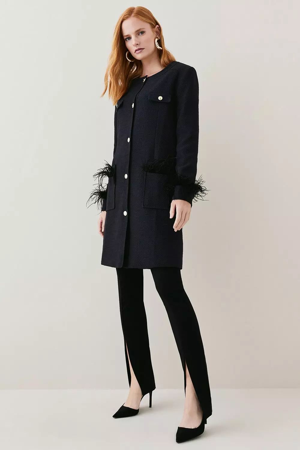 Karen millen feather down coat online