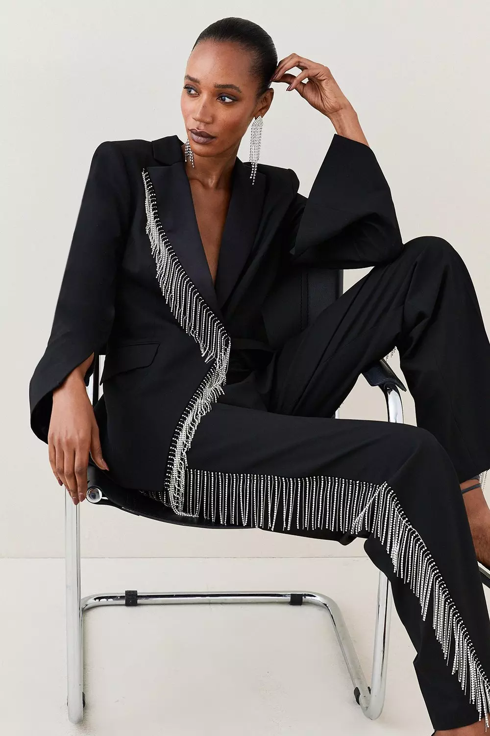 Black fringe blazer best sale