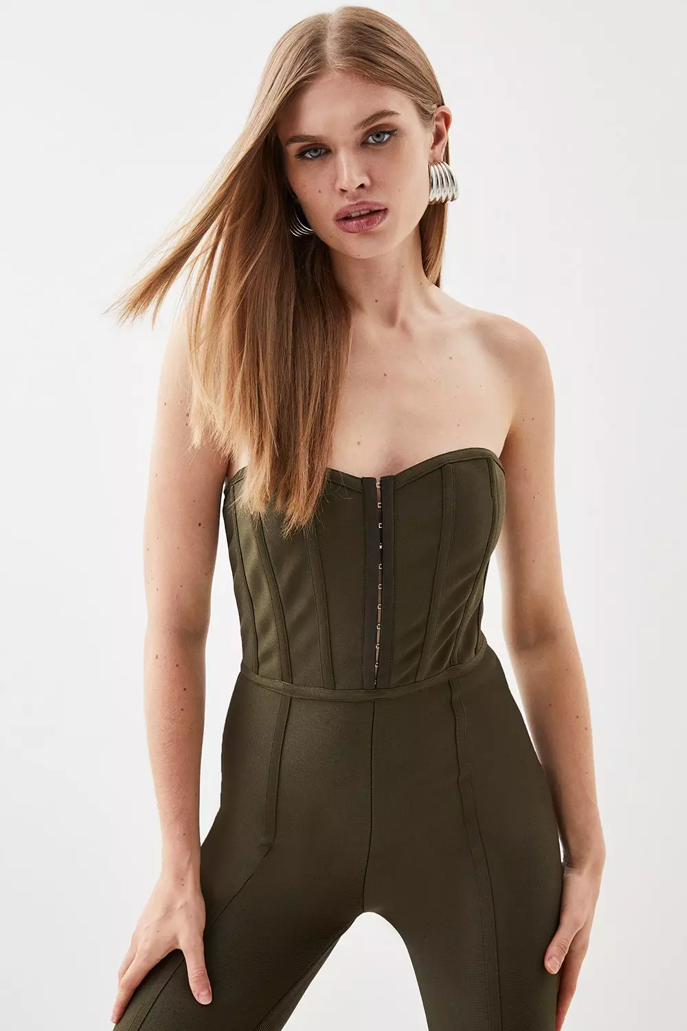 Knitted Bandage Corset Strapless Jumpsuit | Karen Millen