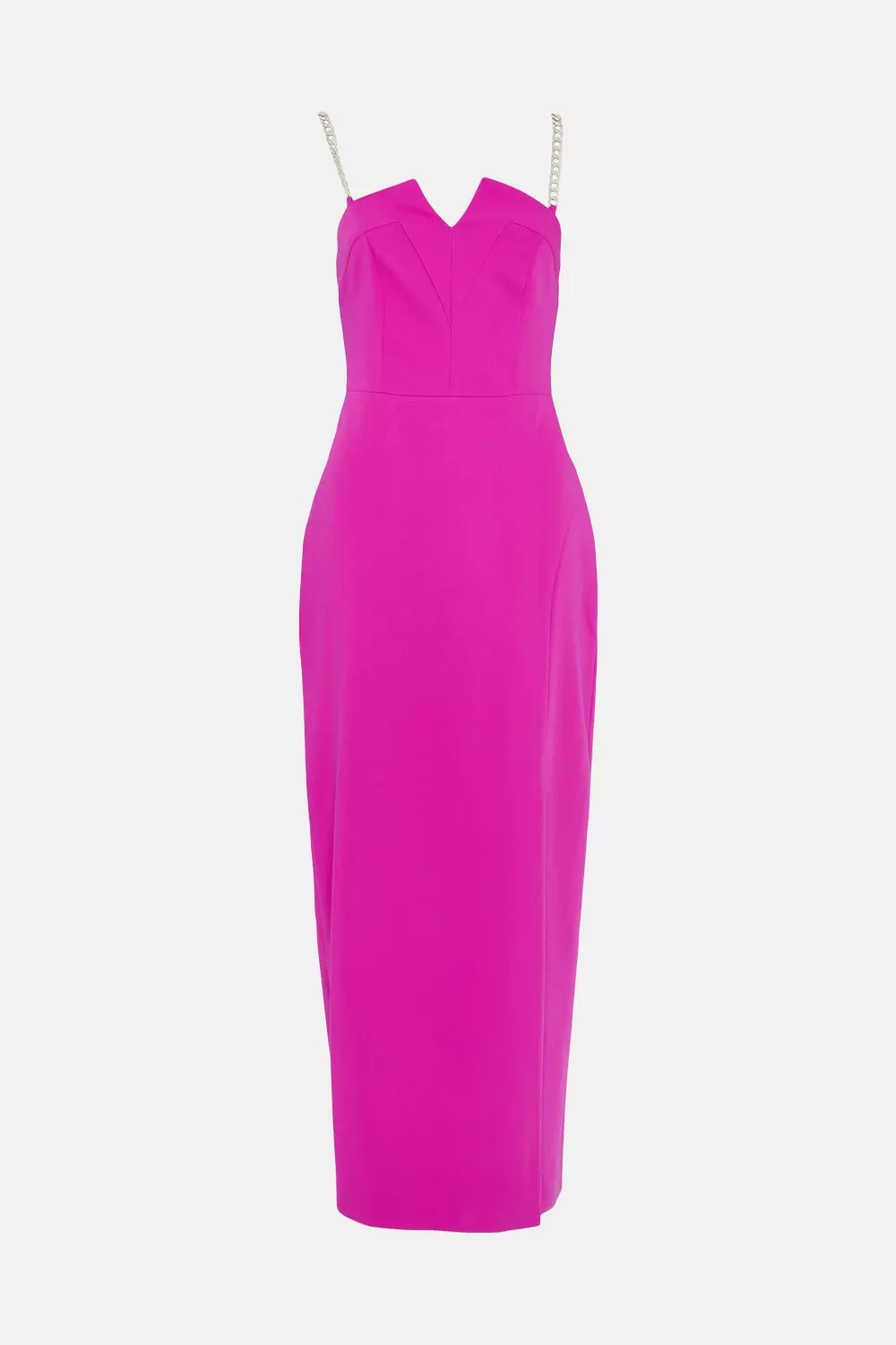 ★Karen Millen プリーツコルセットディテイル 魅惑的マキシ★ Soft Tailored Cross Chain Detail Midi Dress | Karen Millen