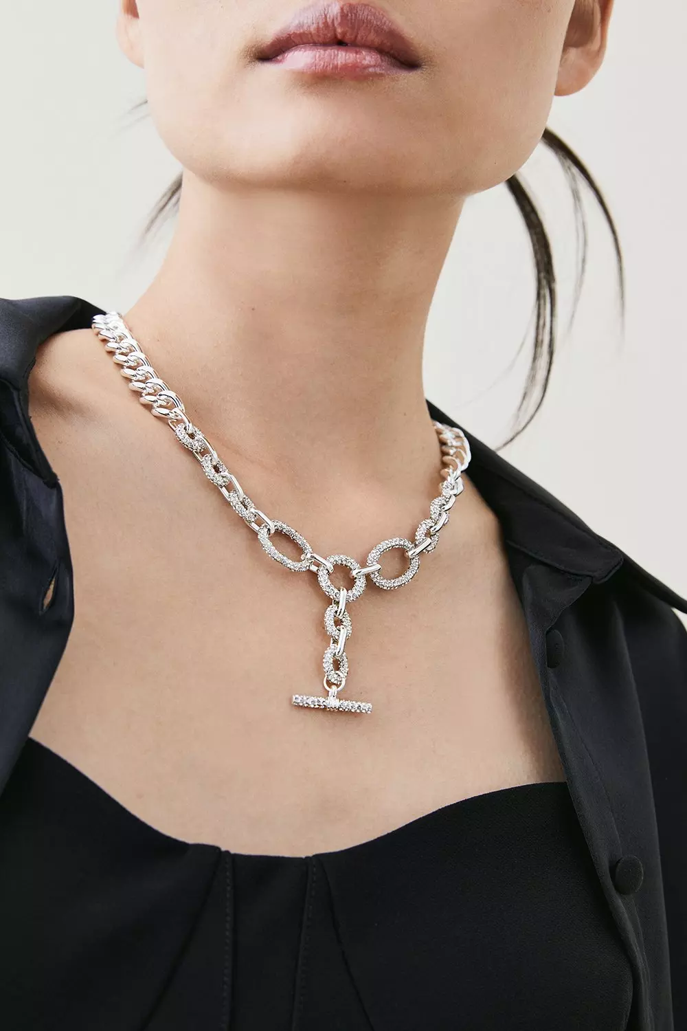 Silver diamante necklace discount