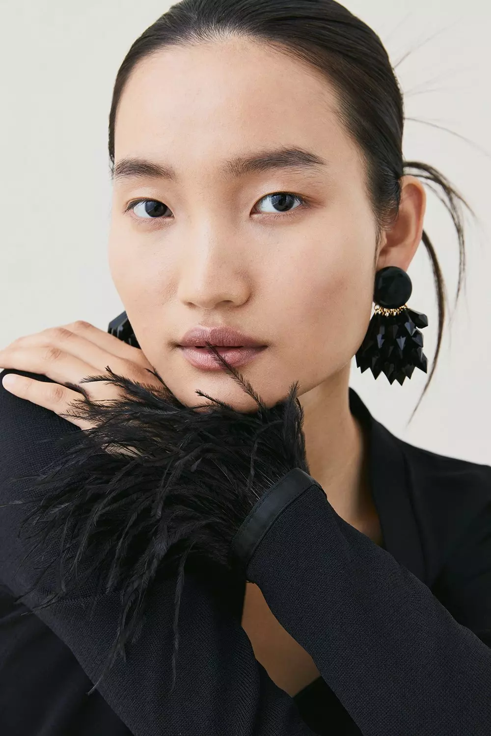 Black Crystal Effect Statement Earrings Karen Millen
