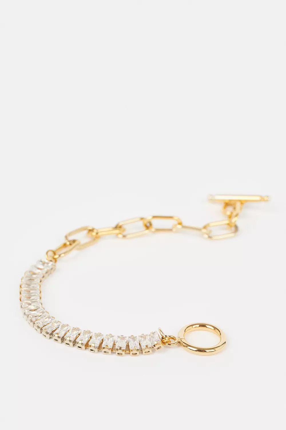 Gold Plated Half Chain Half Diamante Bracelet | Karen Millen