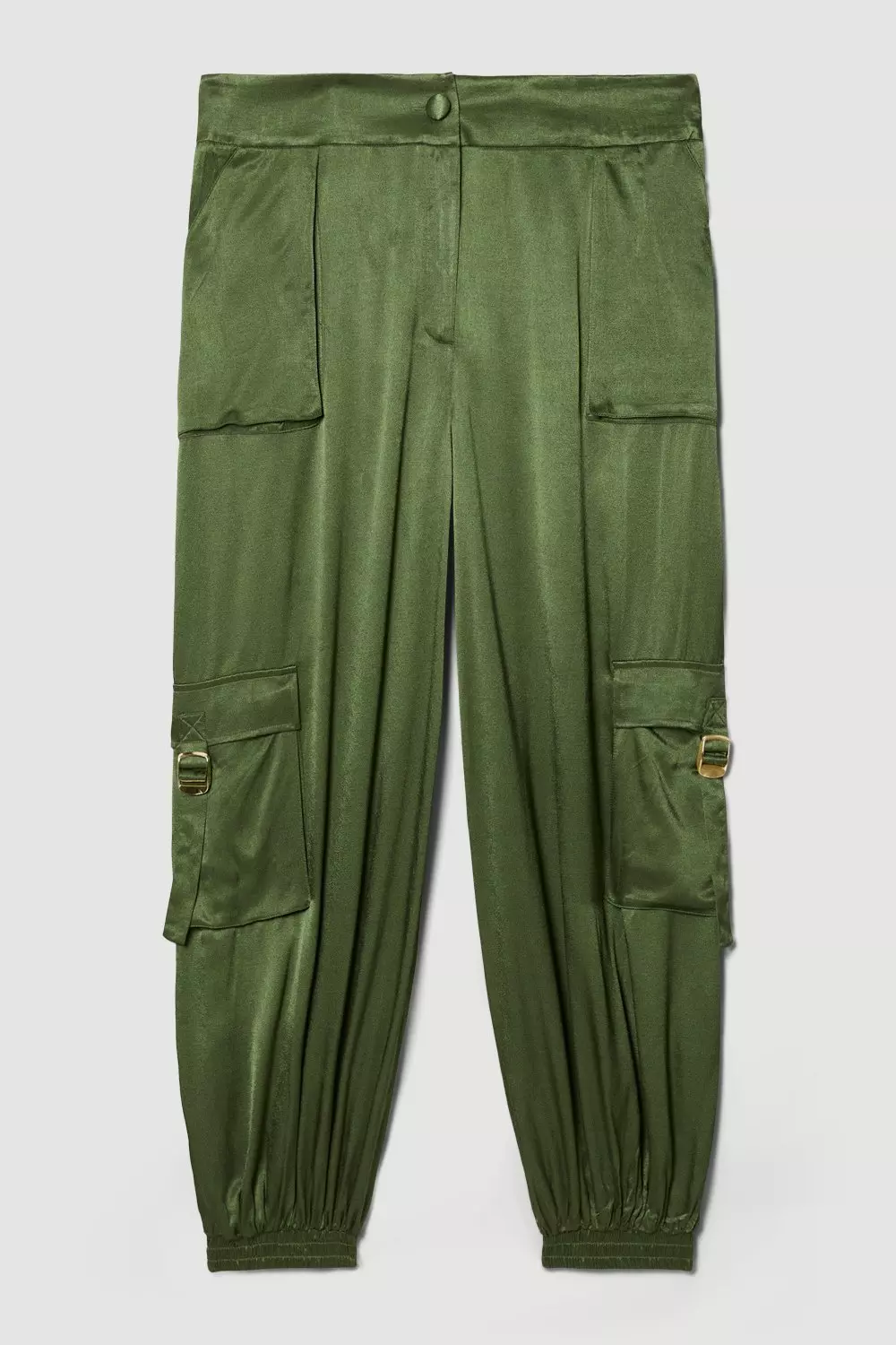 Plus Size Low Rise Satin Cargo Trouser | Karen Millen