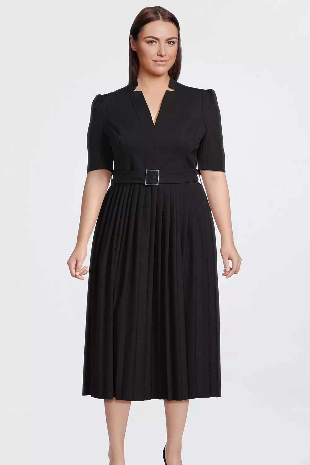 Plus Size Structured Crepe Forever Pleat Dress Karen Millen