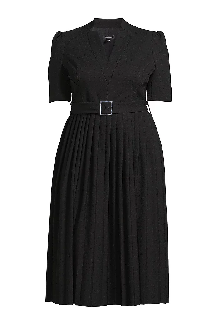 Plus Size Structured Crepe Forever Pleat Dress | Karen Millen Plus Size Structured Crepe Forever Pleat Dress | Karen Millen