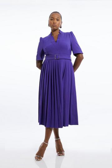 Plus Size Structured Crepe Forever Pleat Dress purple