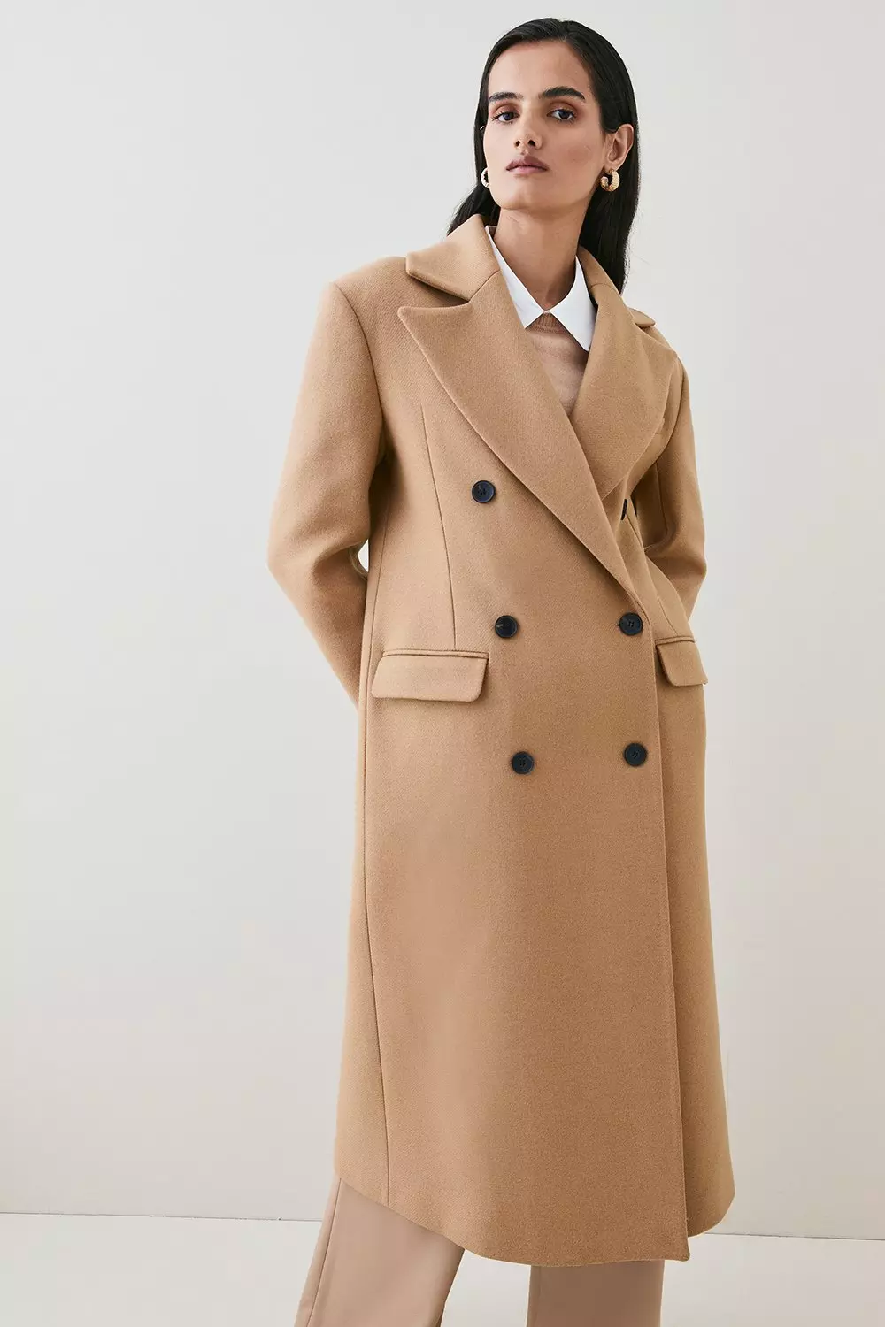 Italian Virgin Wool Strong Shoulder Anti Fit Coat | Karen Millen