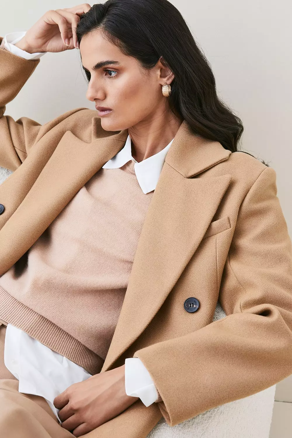 Italian Virgin Wool Strong Shoulder Anti Fit Coat | Karen Millen