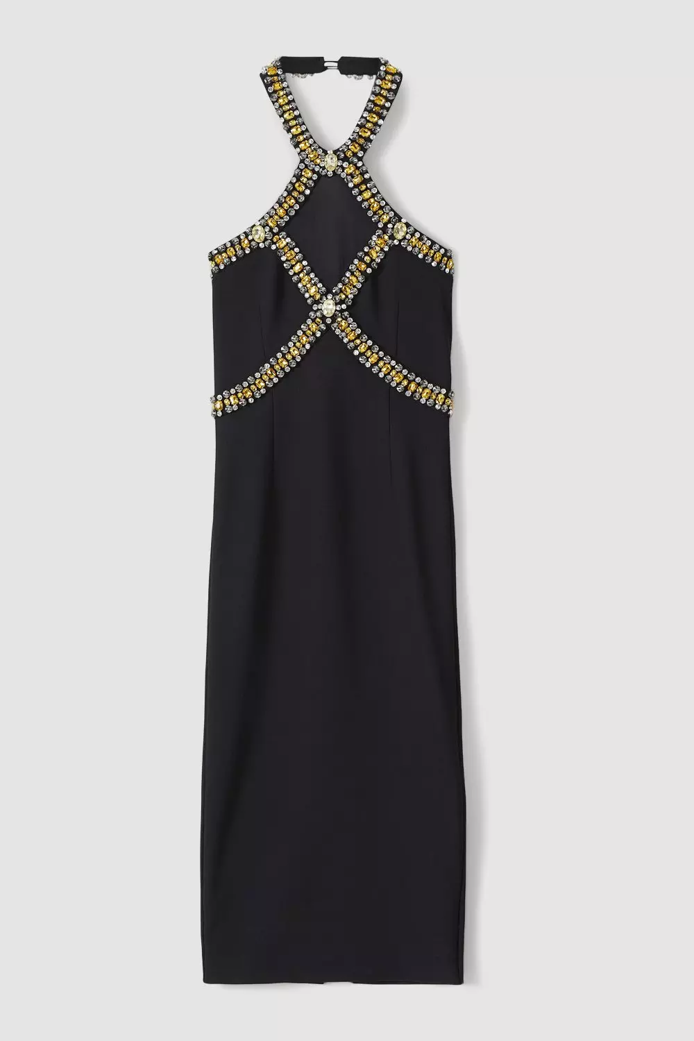 Embellished Halter Figure Form Midi Dress | Karen Millen
