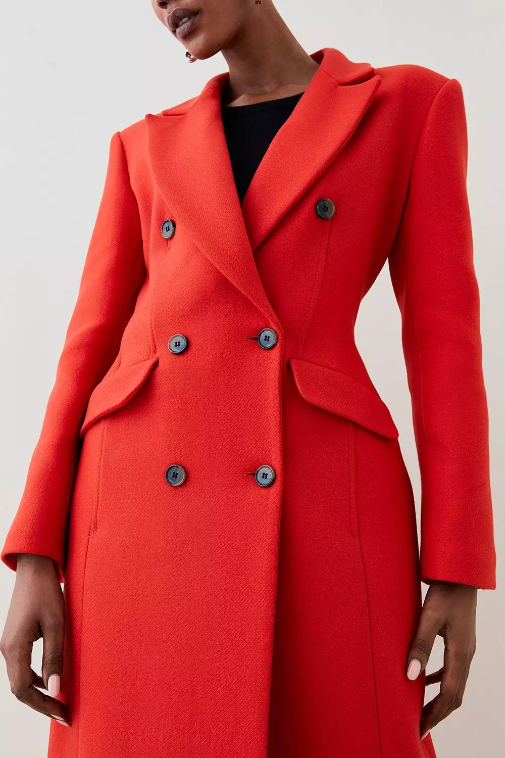 KAREN MILLEN Zip Waist Transform 2 in 1 Red Coat Jacket Wool
