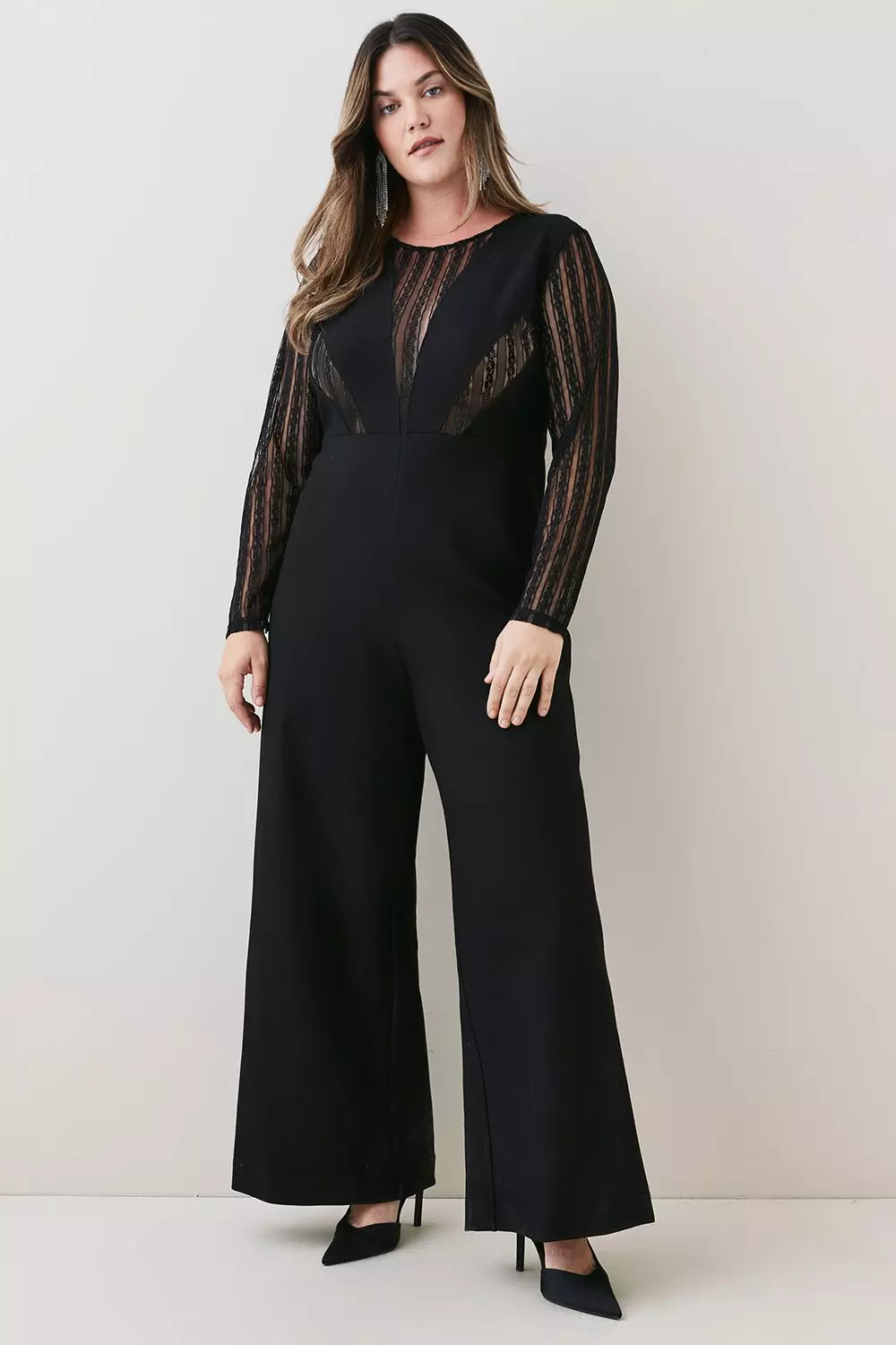 Plus Size Lace Panel Jumpsuit Karen Millen