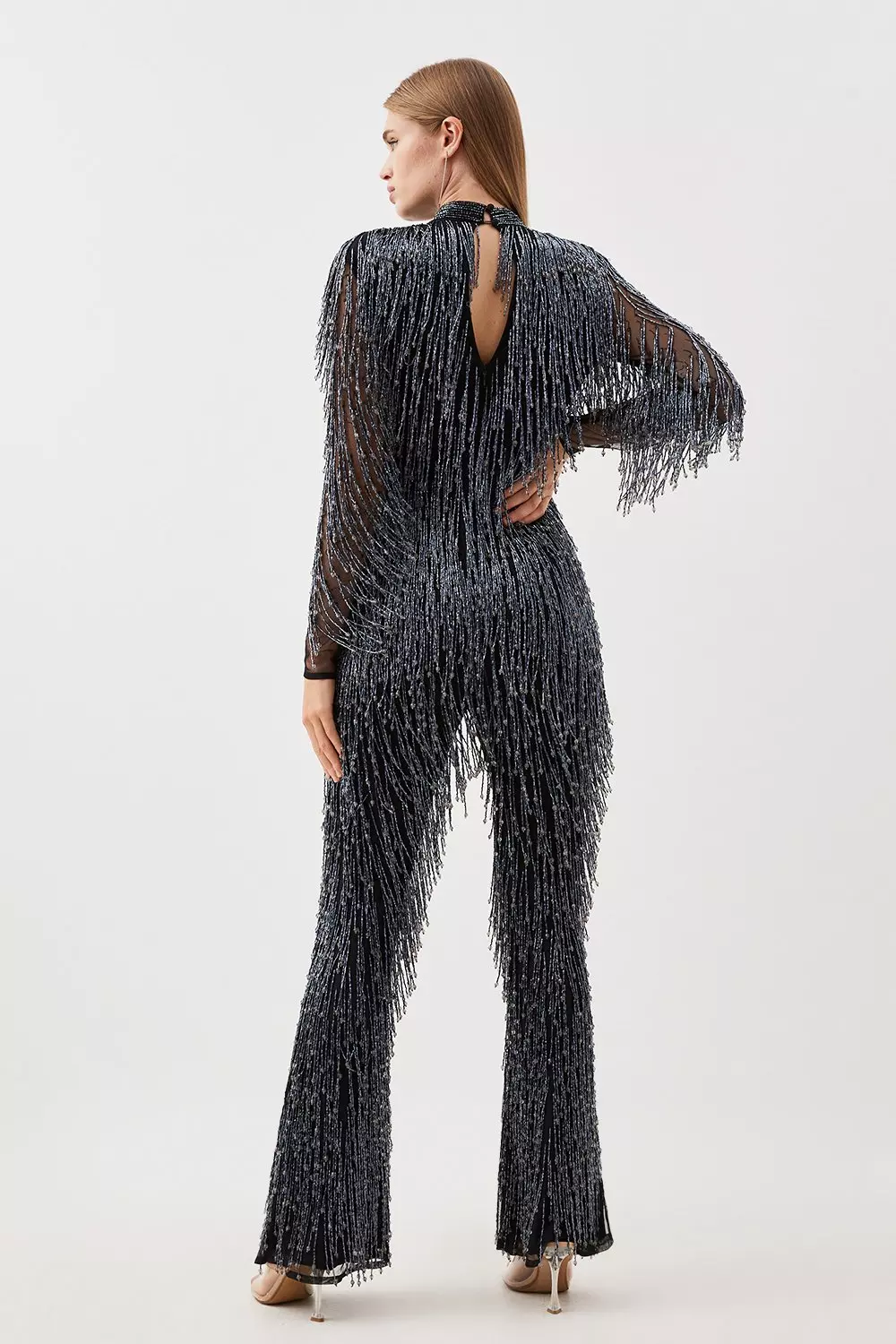 Beaded Fringed And Embellished Jumpsuit | Karen Millen