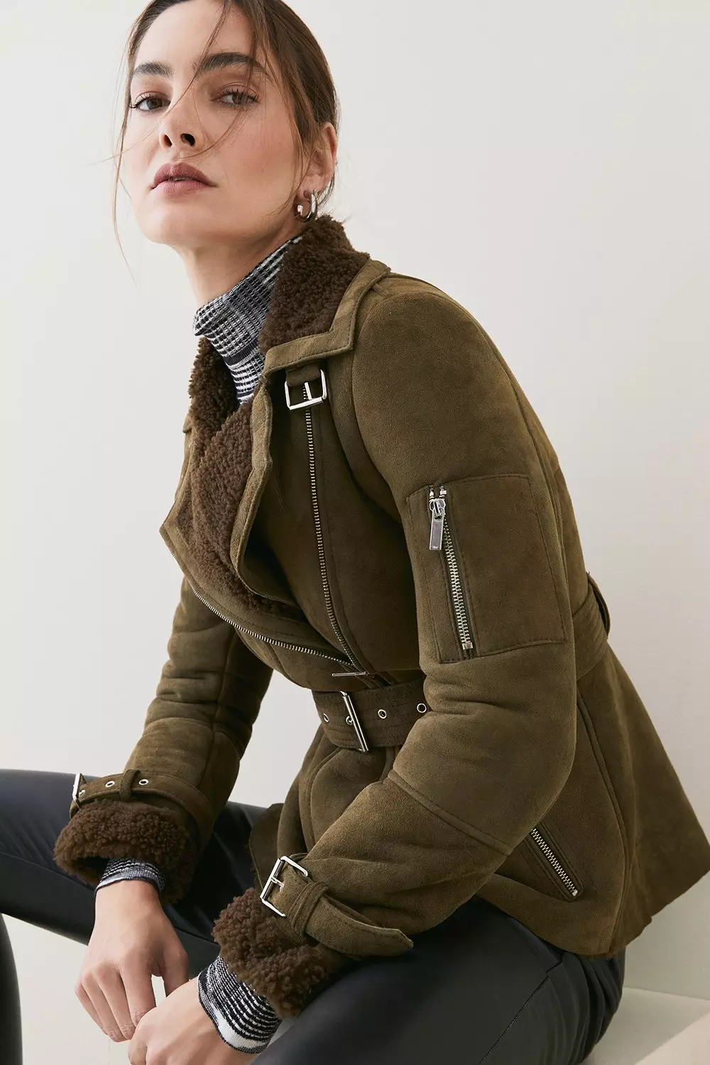 Khaki aviator coat best sale