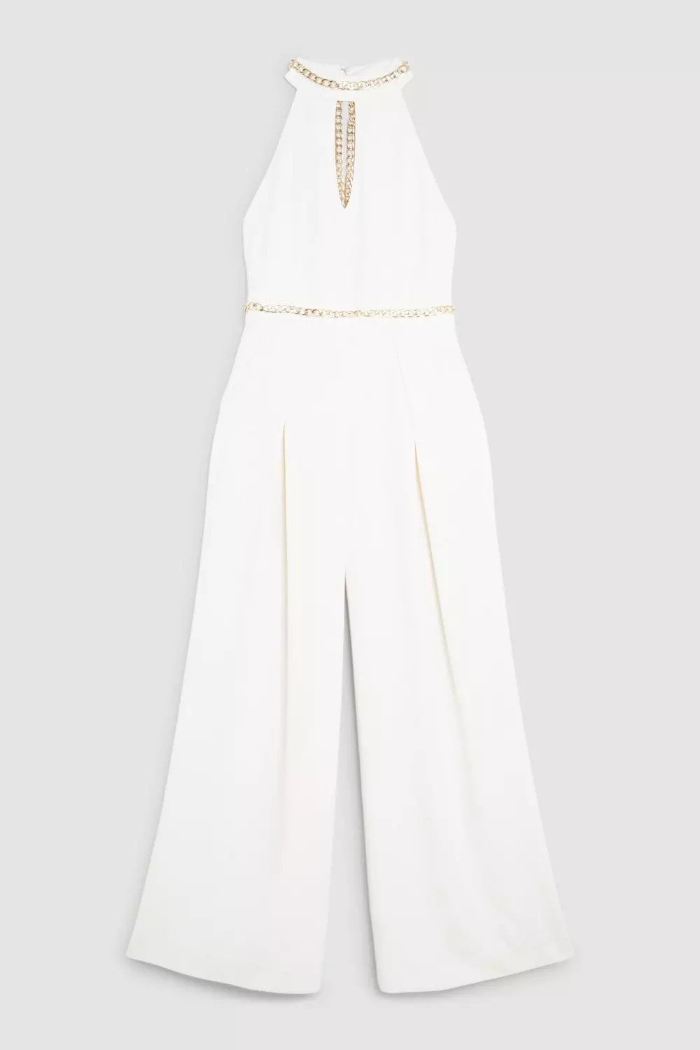 Soft Tailored Chain Detail Halter Jumpsuit | Karen Millen