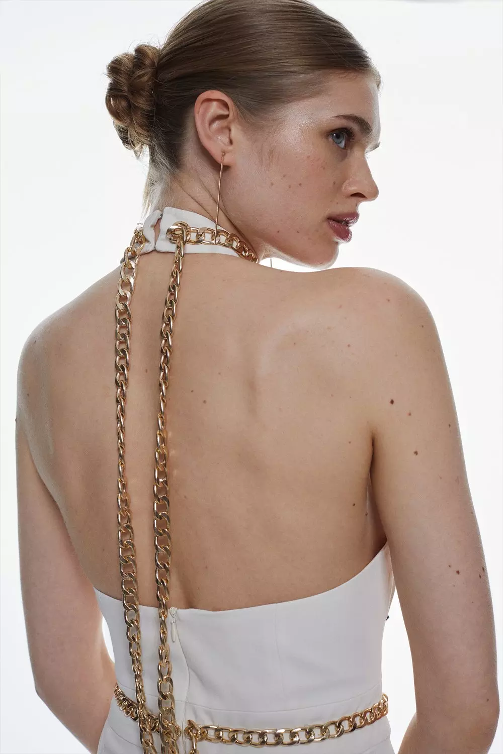 Soft Tailored Chain Detail Halter Jumpsuit | Karen Millen