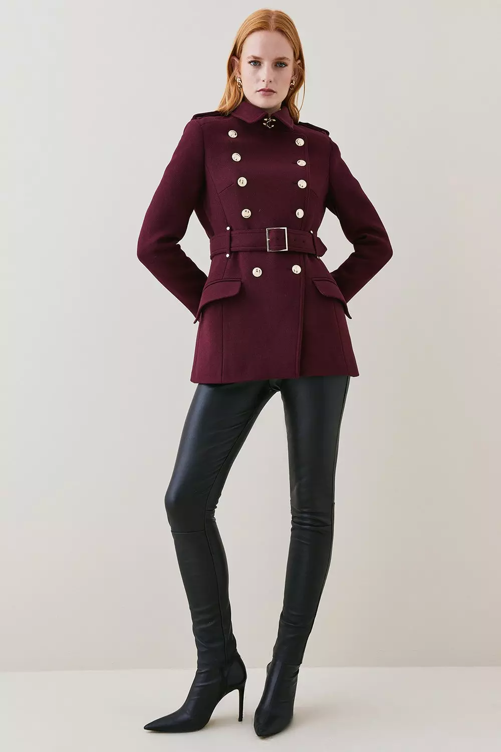 Karen millen military wool coat hotsell