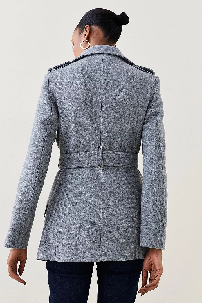 Italian Wool Mix Short Military Coat | Karen Millen Italian Wool Mix Short Military Coat | Karen Millen