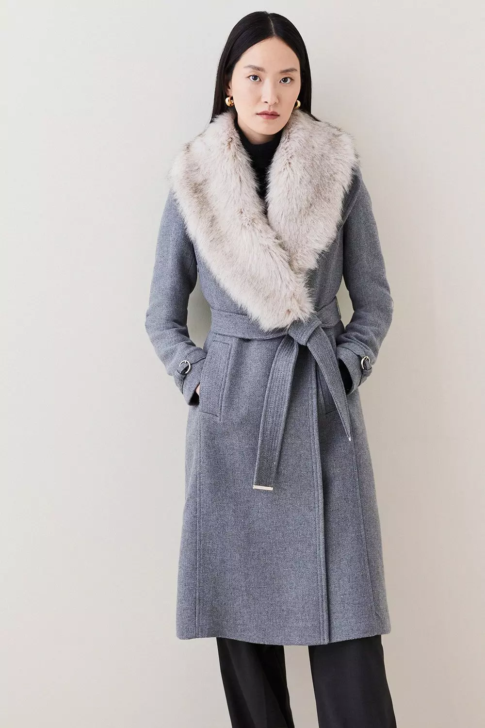 Women's Faux fur cashmere coat NEW shops