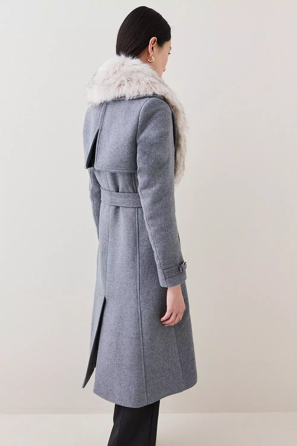 Blossom Detachable Fur Collar Coat in Ultra-Light Alpaca