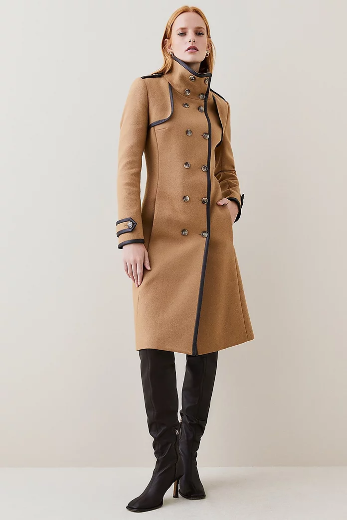 Italian Virgin Wool Funnel Neck Coat | Karen Millen Italian Virgin Wool Funnel Neck Coat | Karen Millen
