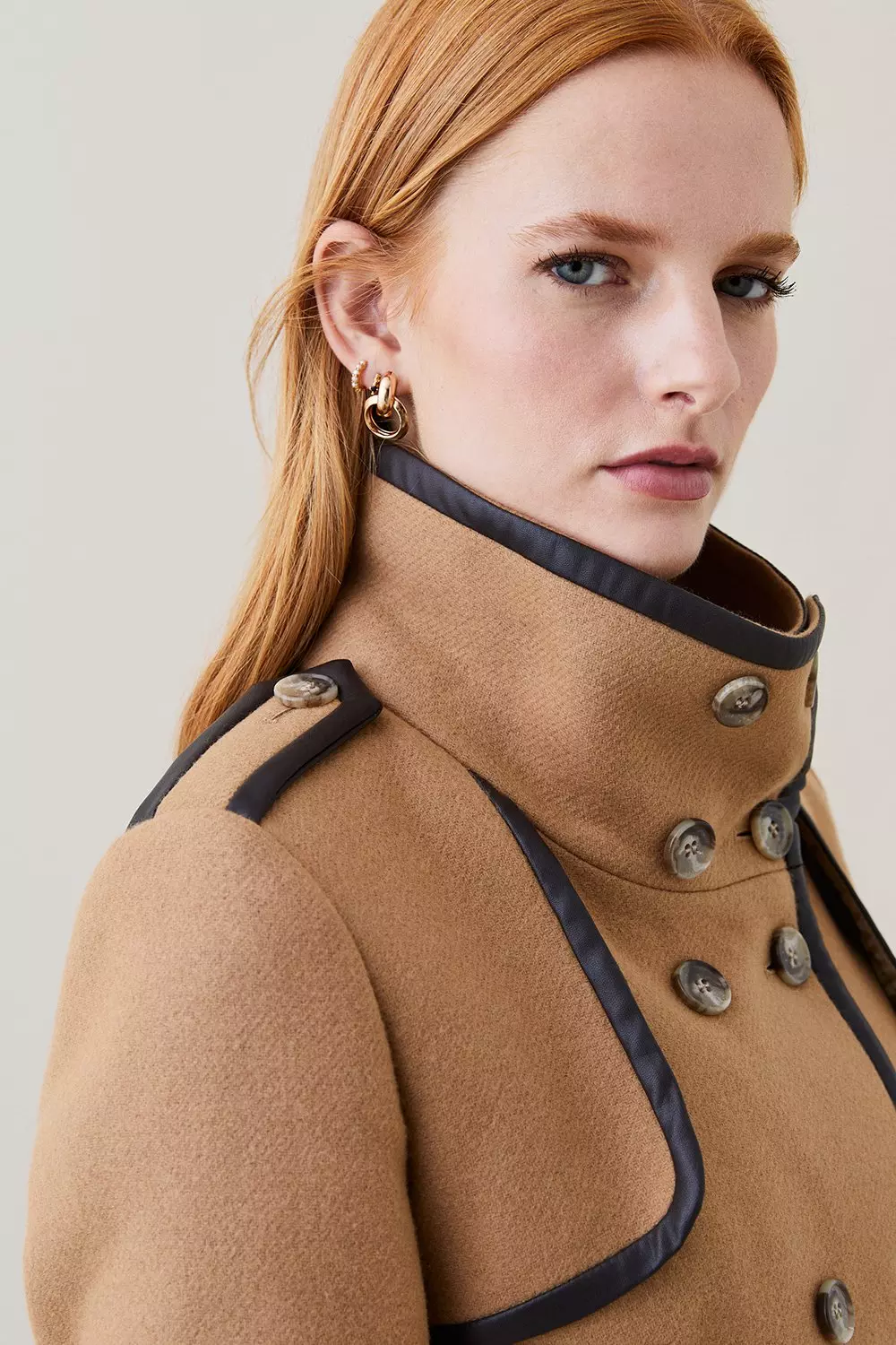Italian Virgin Wool Funnel Neck Coat Karen Millen