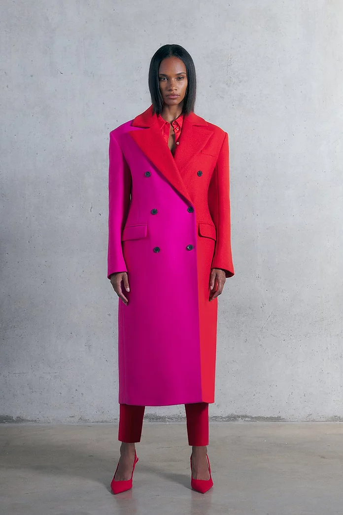 Italian Virgin Wool Colorblock Strong Shoulder Anti Fit Coat Italian Virgin Wool Colorblock Strong Shoulder Anti Fit Coat