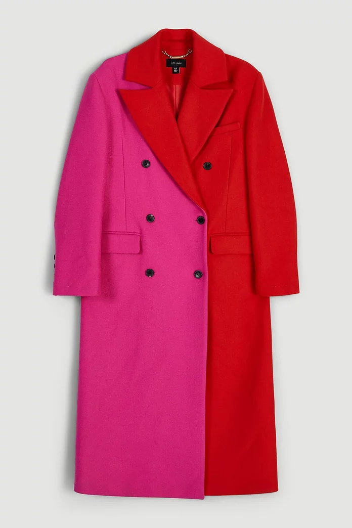 Italian Virgin Wool Colorblock Strong Shoulder Anti Fit Coat Italian Virgin Wool Colorblock Strong Shoulder Anti Fit Coat