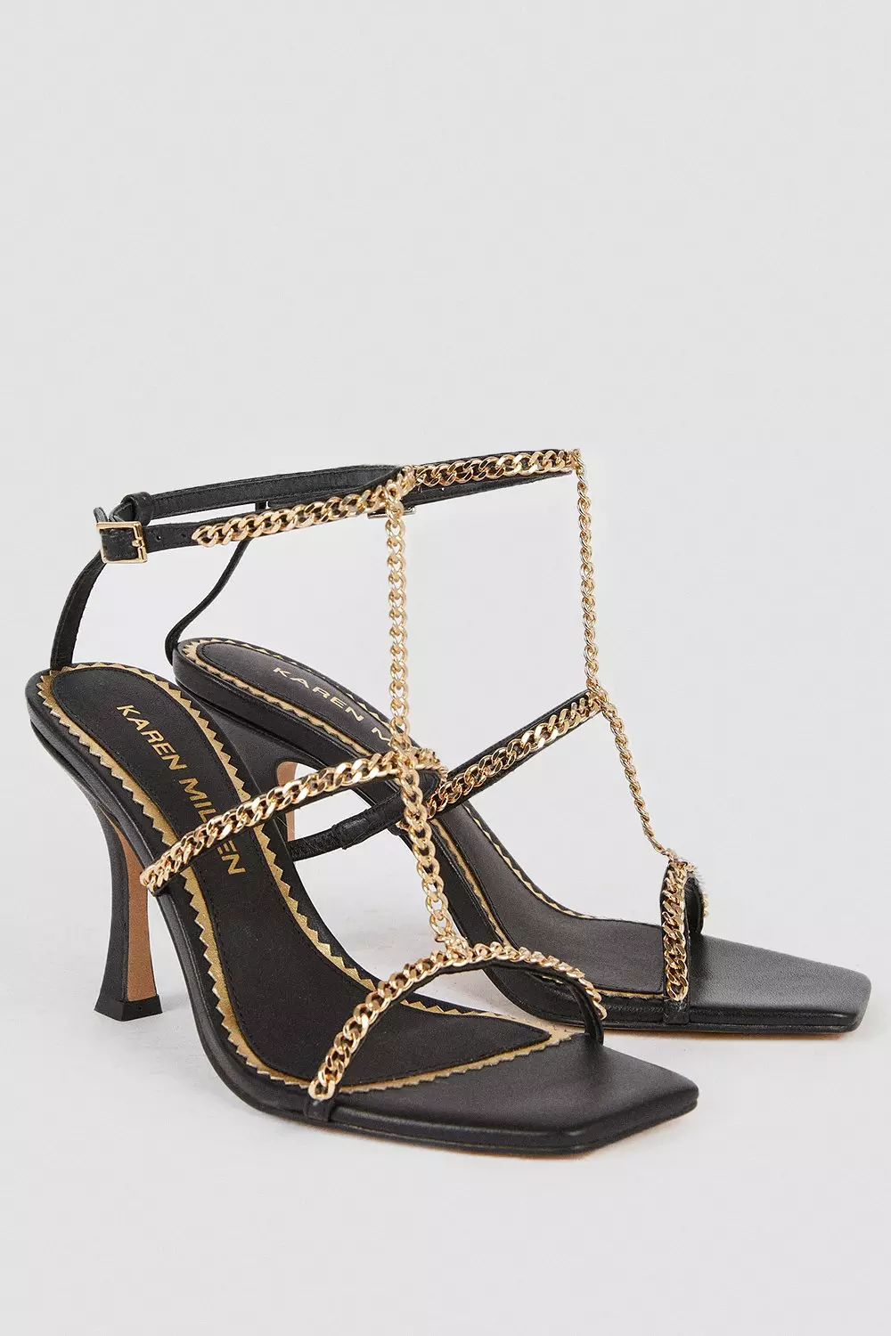 Leather Chain Detail Low Heel | Karen Millen