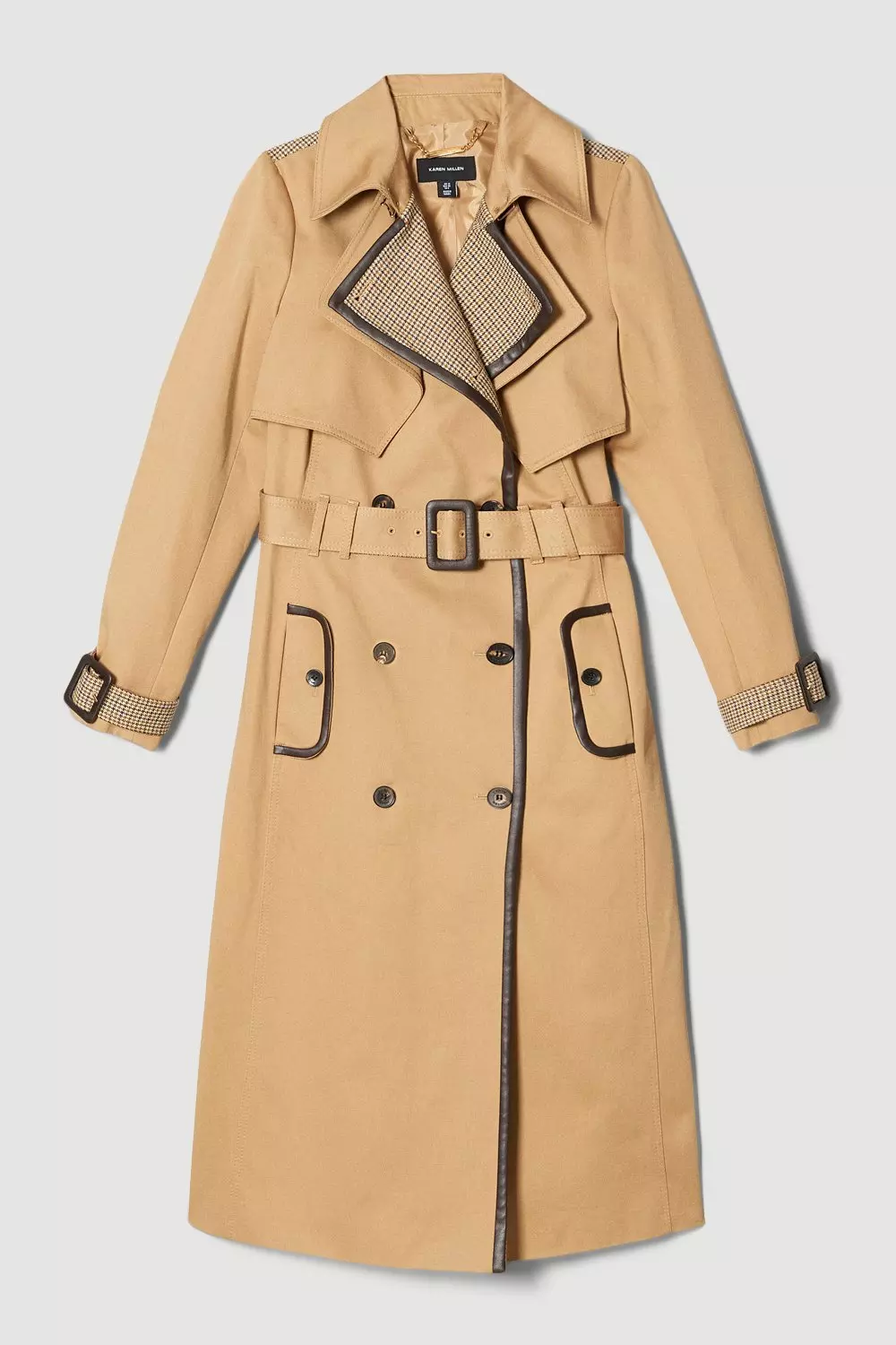 Tweed Mix Cotton Trench Coat | Karen Millen