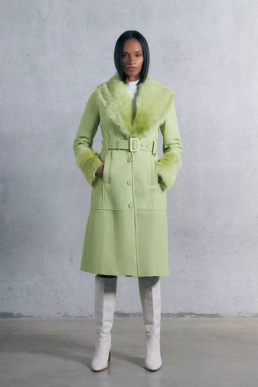 Lime green fur coat online