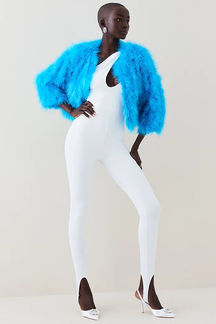 Feather Shrug Cropped Jacket | Karen Millen Feather Shrug Cropped Jacket | Karen Millen