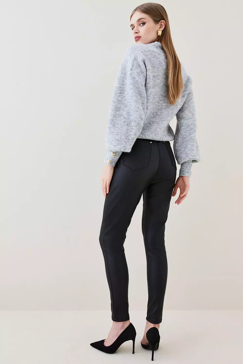 Mid Rise Skinny Coated Jeans Karen Millen