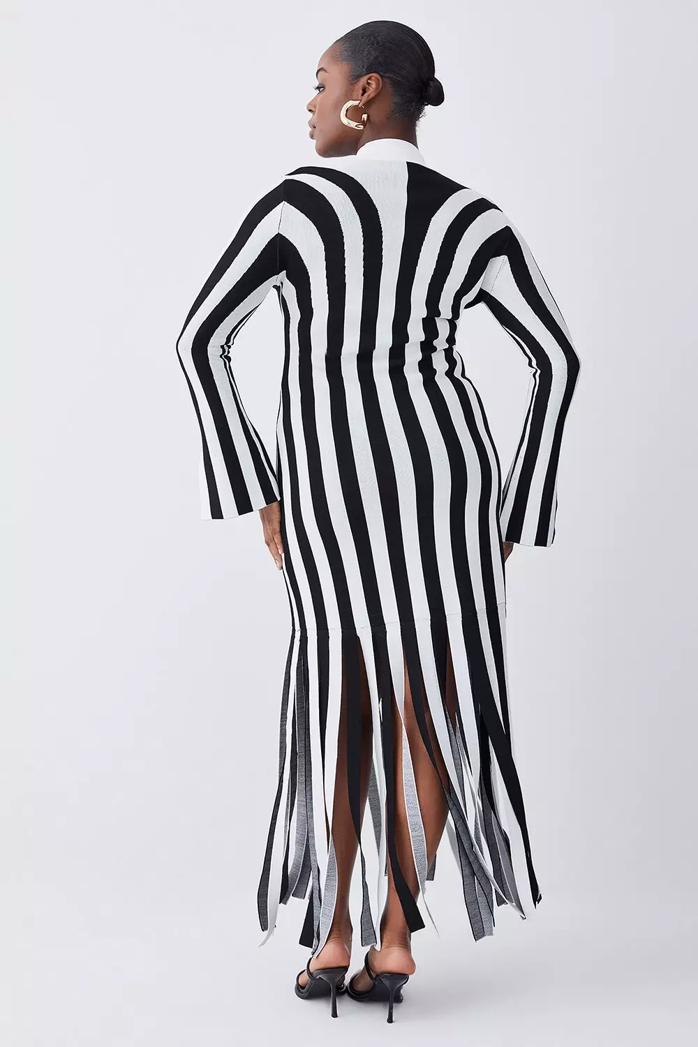 Plus Size Striped Knitted Maxi Column Dress Karen Millen