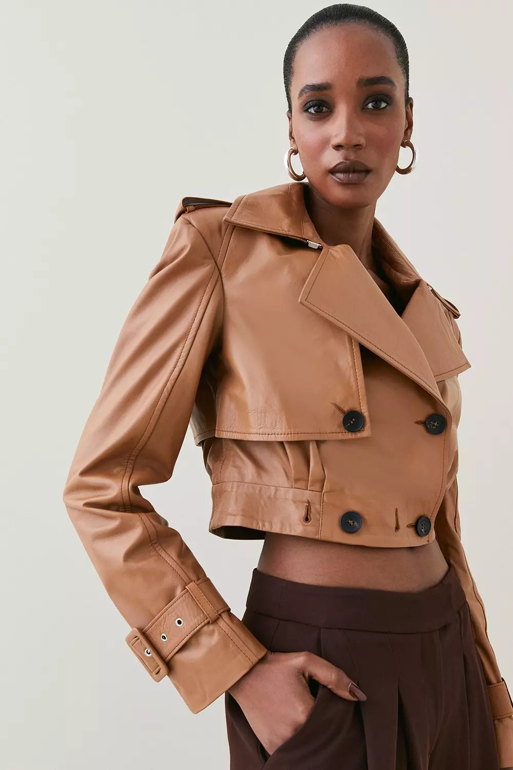 Leather Multiway Trench Coat Karen Millen