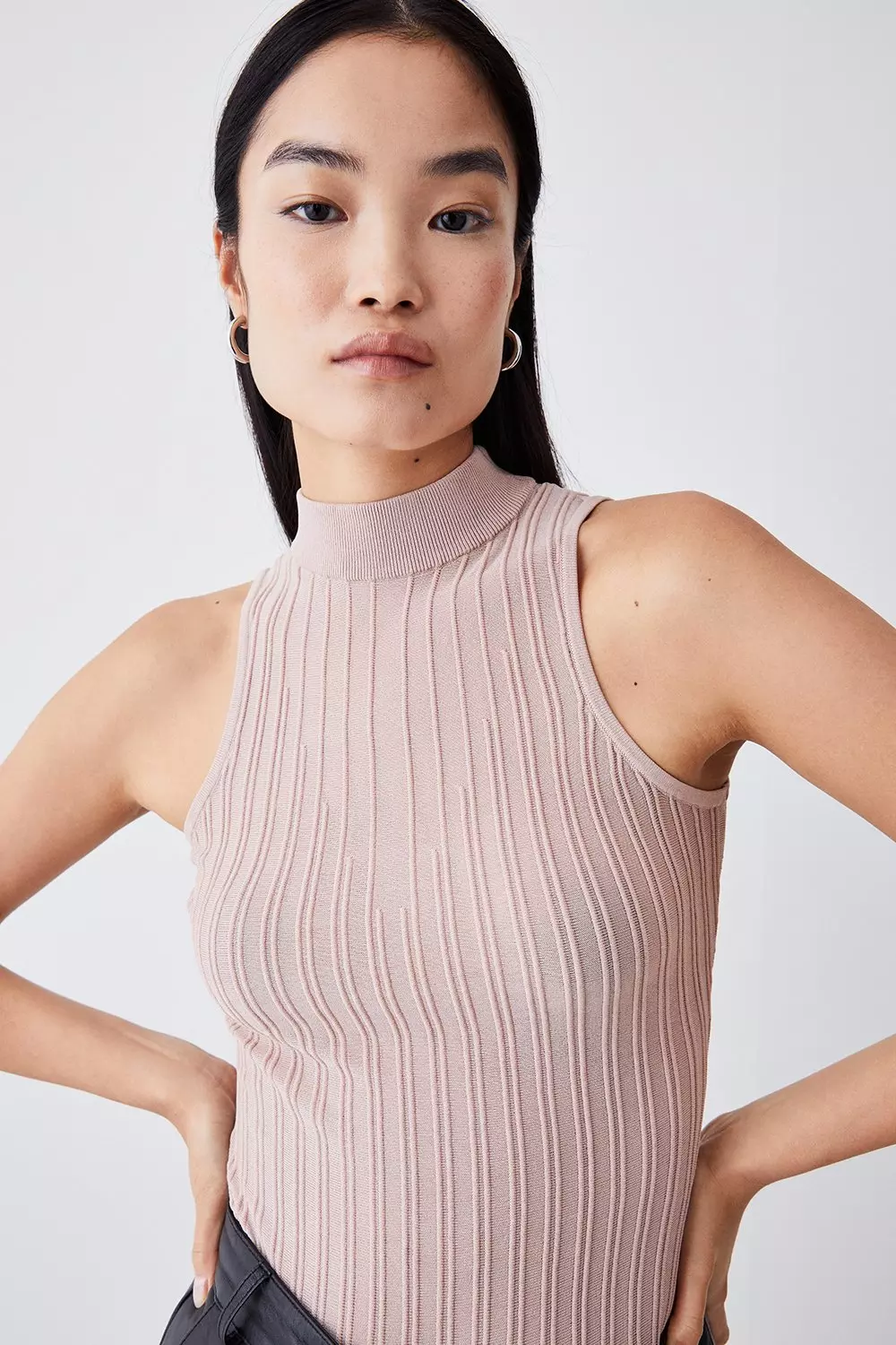 Sleeveless Rib Knit Top | Karen Millen
