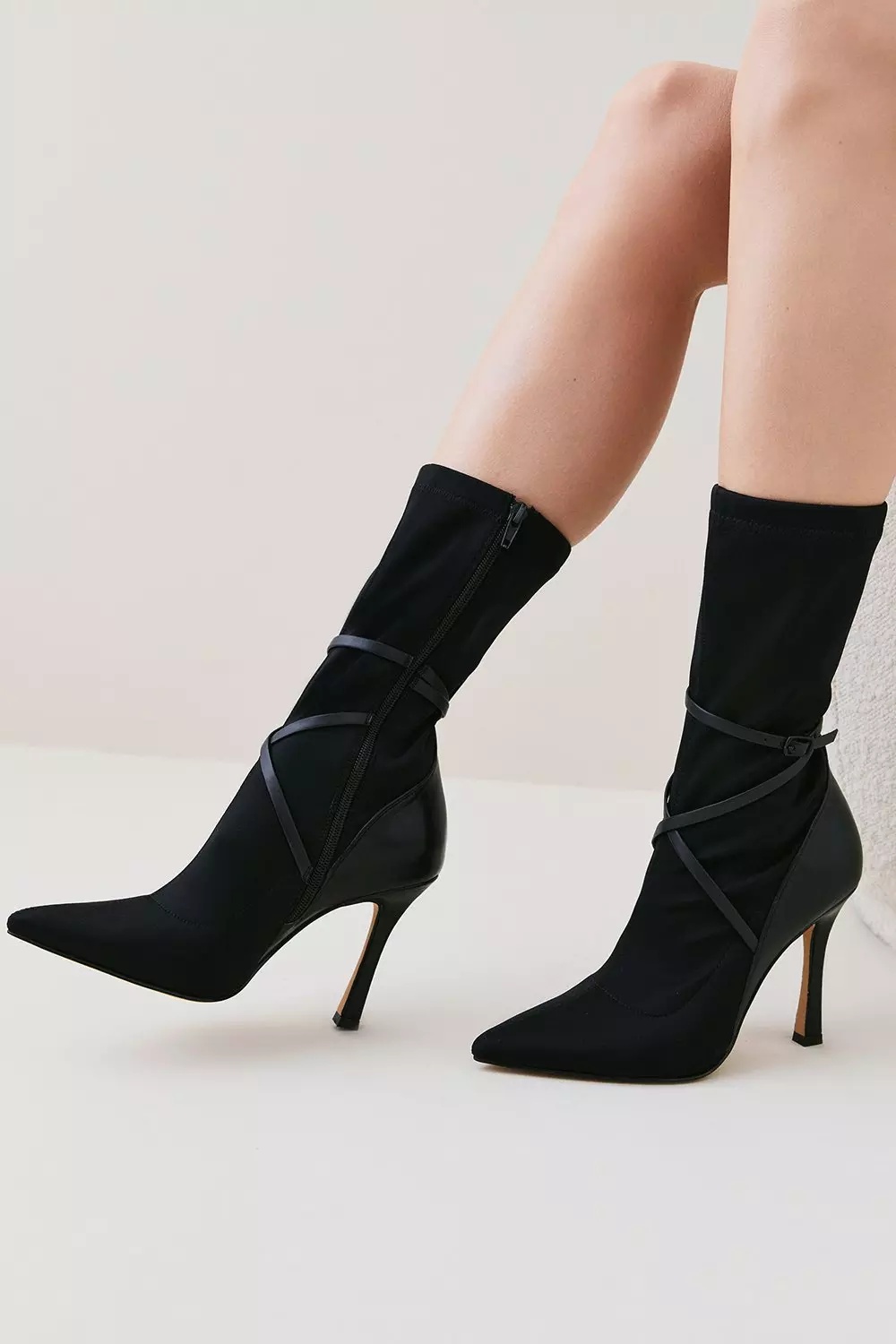 Neoprene Buckle Detail Sock Boot Karen Millen