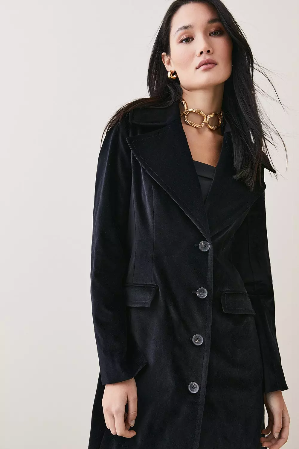 Velvet Longline Coat Karen Millen