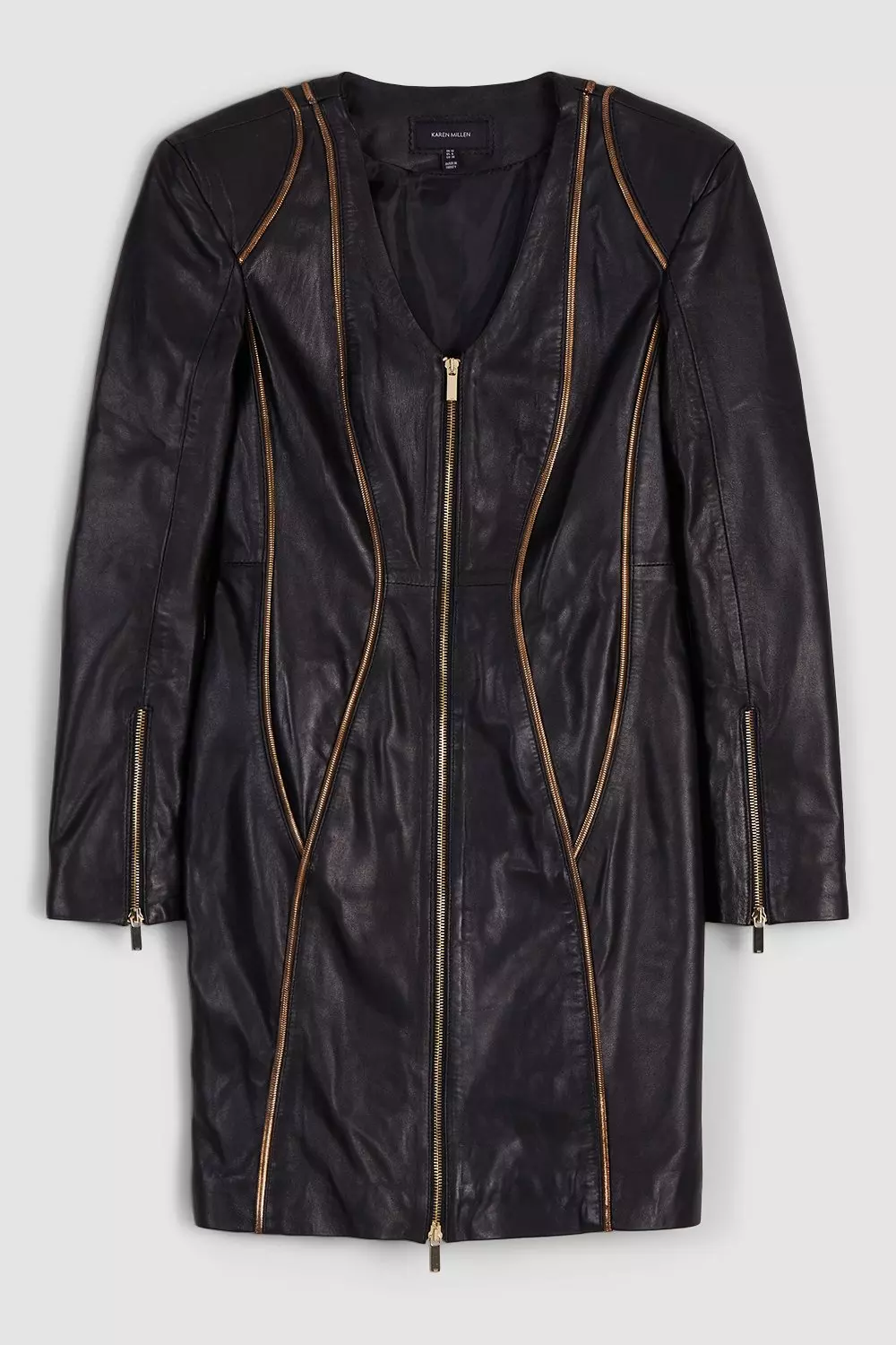 Black Leather Snake Trim Detail Mini Dress alternative image