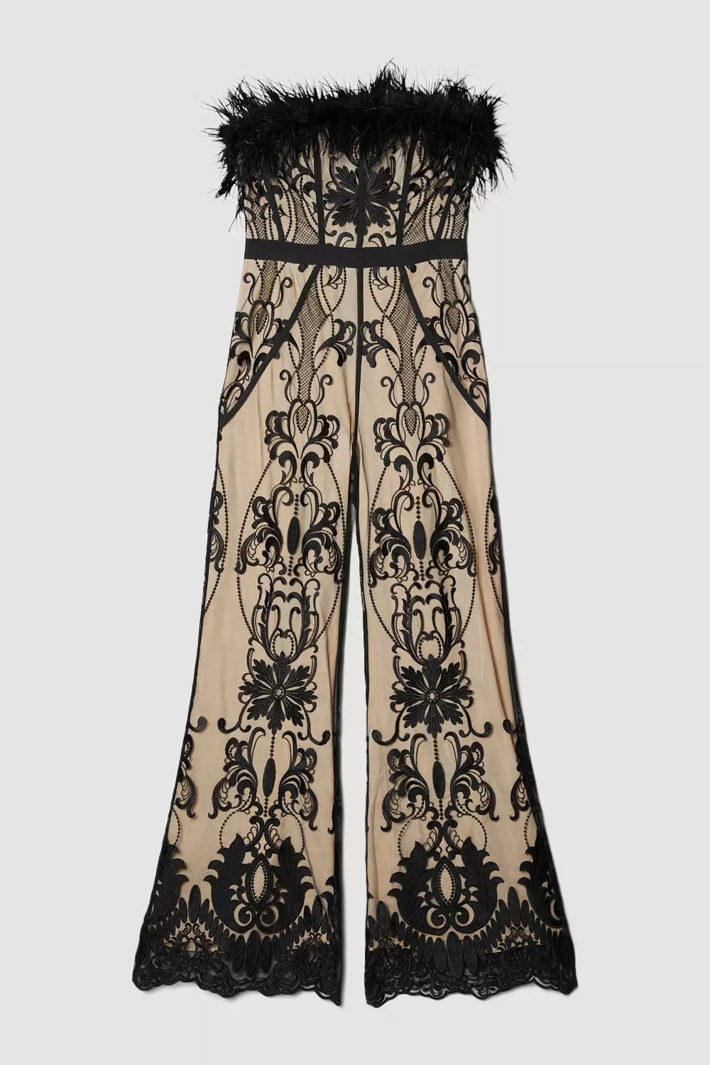 Nude Graphic Embroidered Feather Woven Jumpsuit alternative image