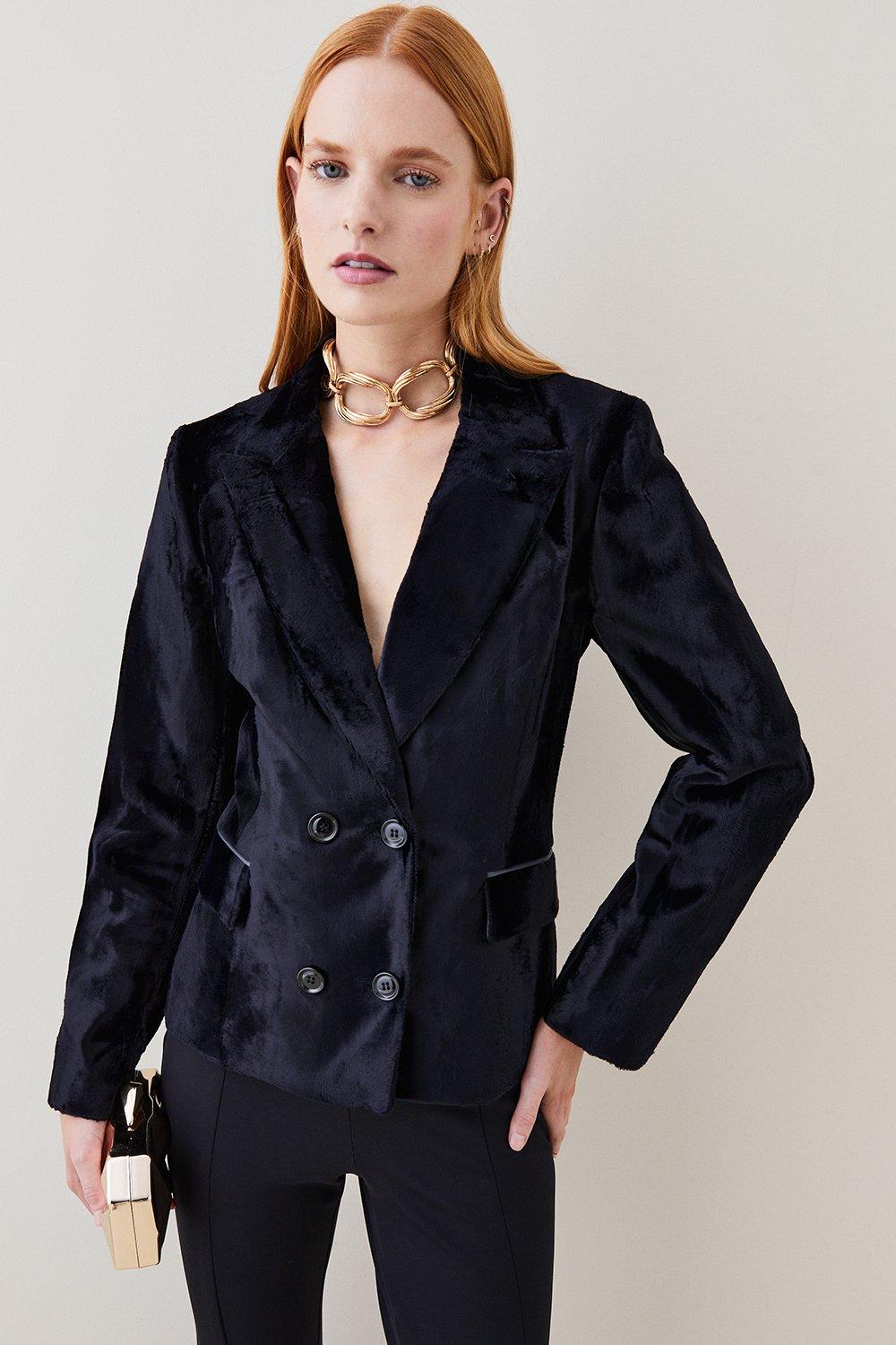 Navy Signature Ponyskin Tailored Jacket