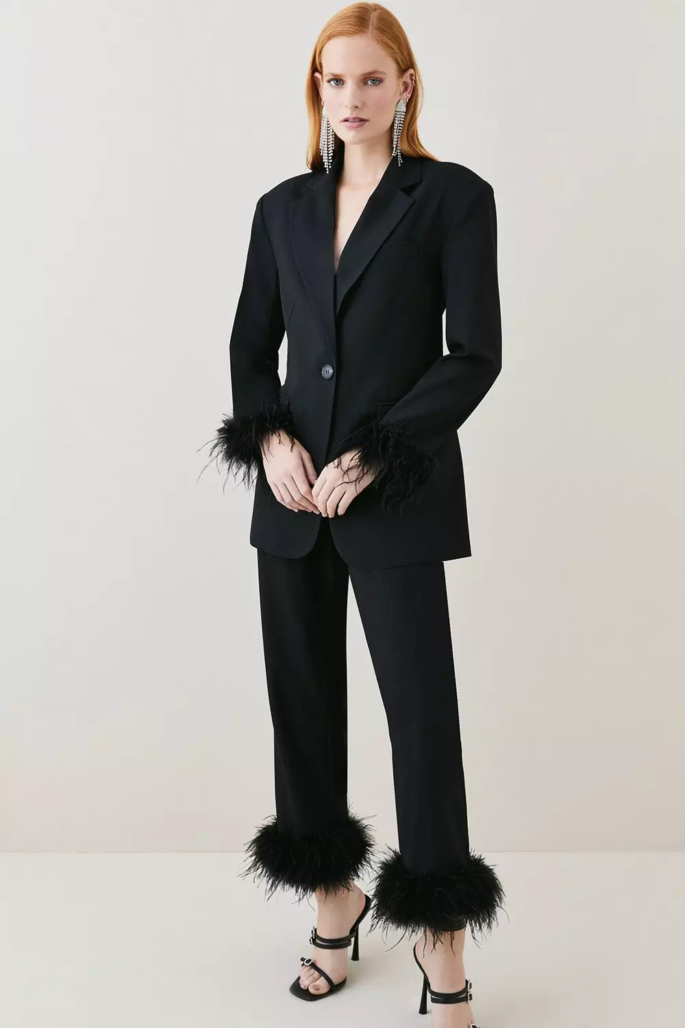 KAREN MILLEN フェイクファー ベルト付きコート ブラック akk05474_black_xl?$