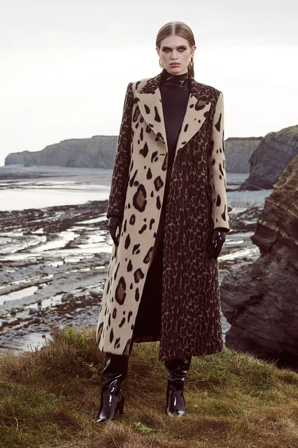 Animal print wool coat clearance