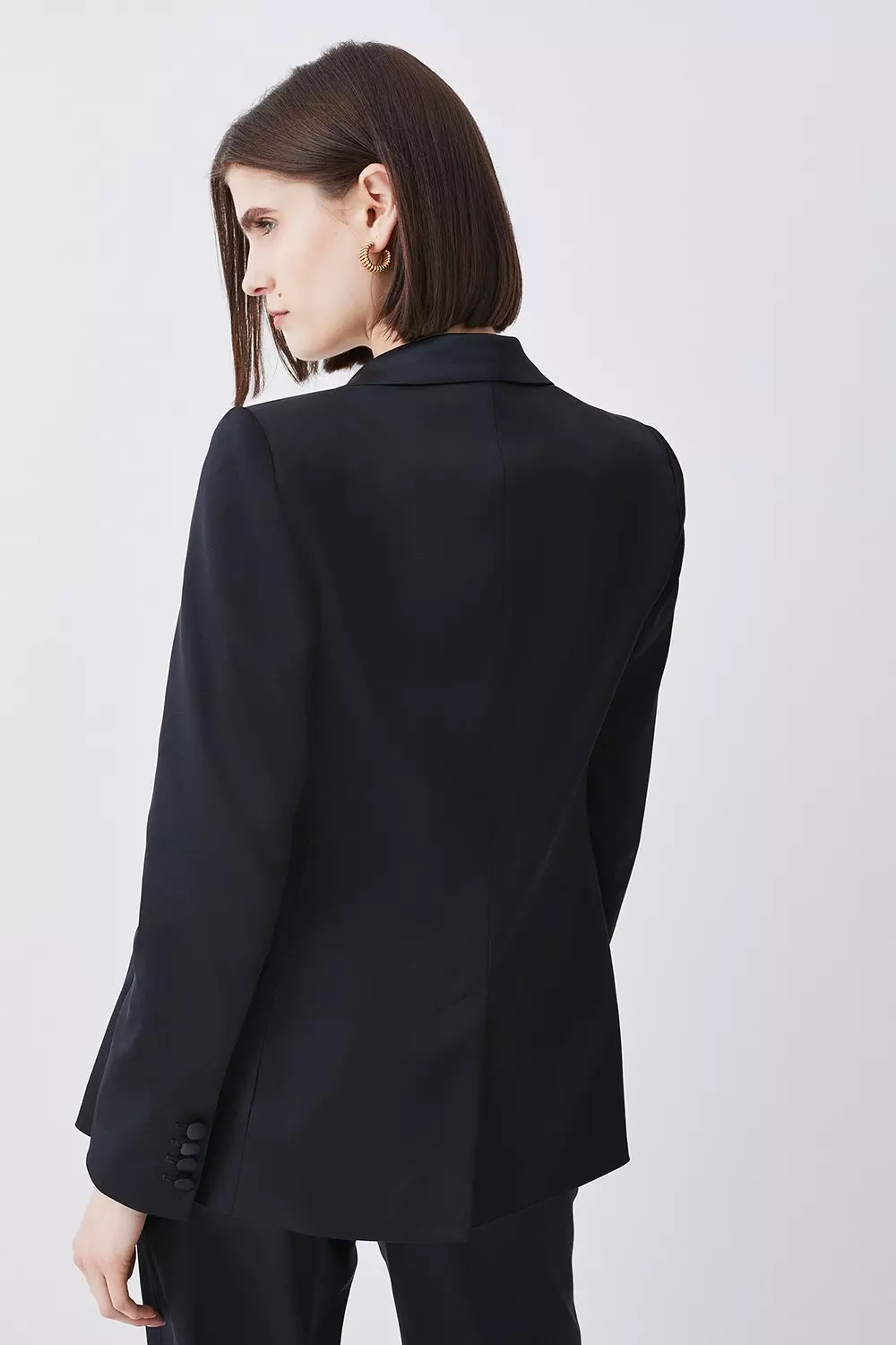 Italian Structured Satin Tailored Single Breasted Jacket | Karen 