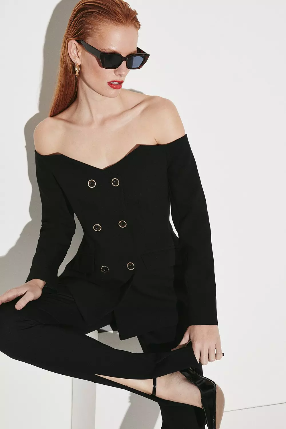 Clean Tailored Off The Shoulder Jacket Karen Millen