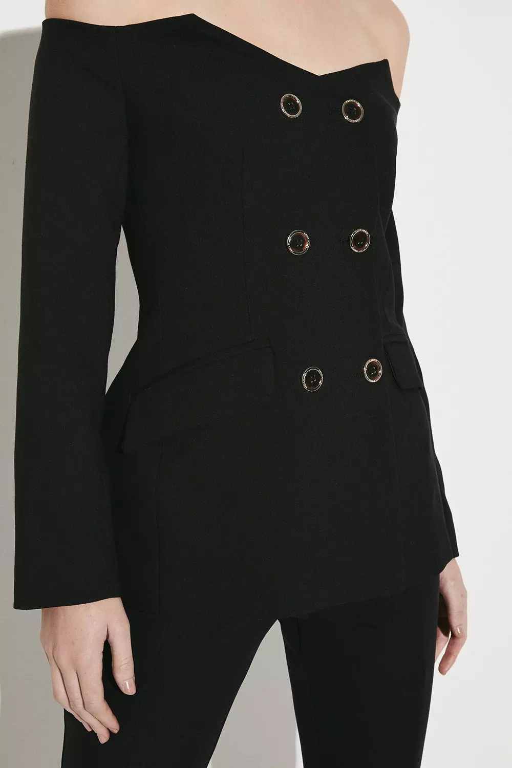 Clean Tailored Off The Shoulder Jacket | Karen Millen