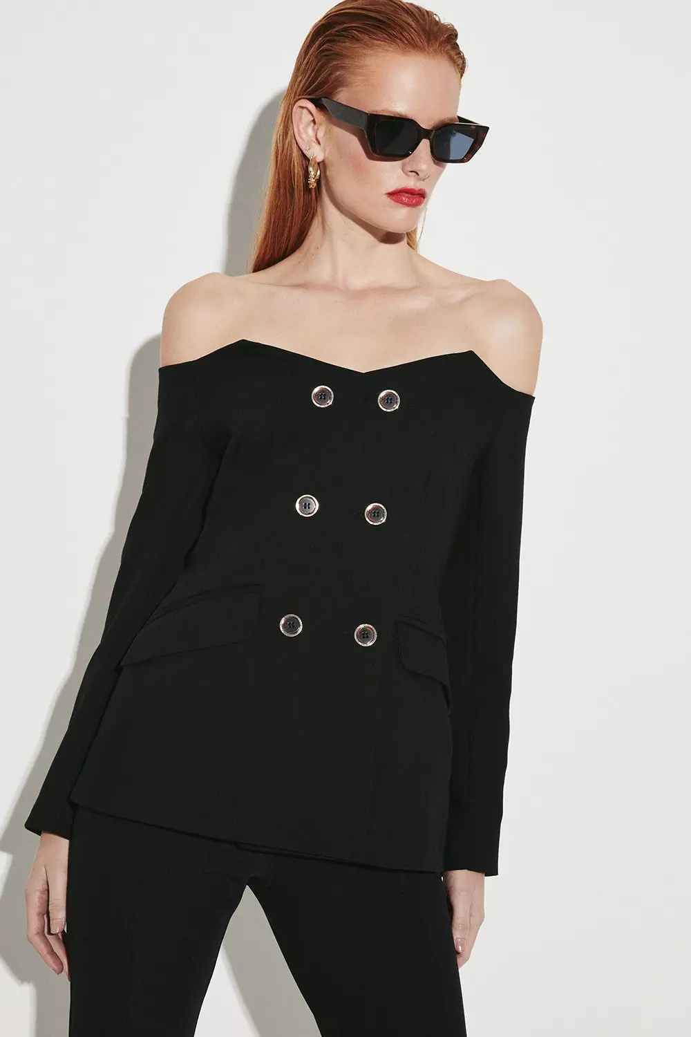 Cropped off the shoulder jacket best sale