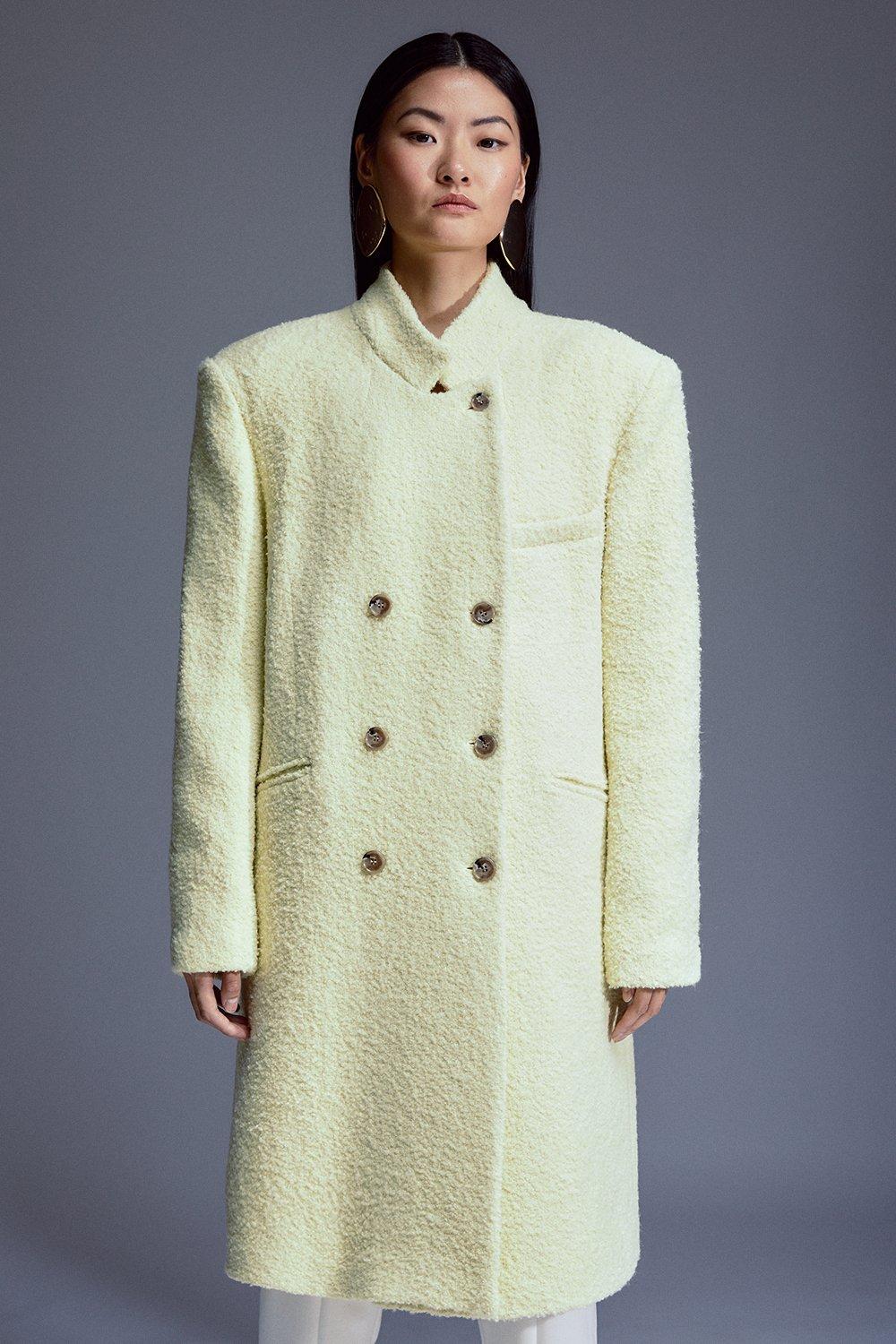 Buttoned Wool amp; Linen Coat